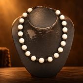 Collier ivoire sur présentoir sombre